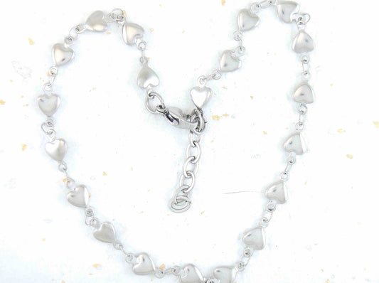 Anklet with tiny silver hearts, all hypoallergenic stainless steel