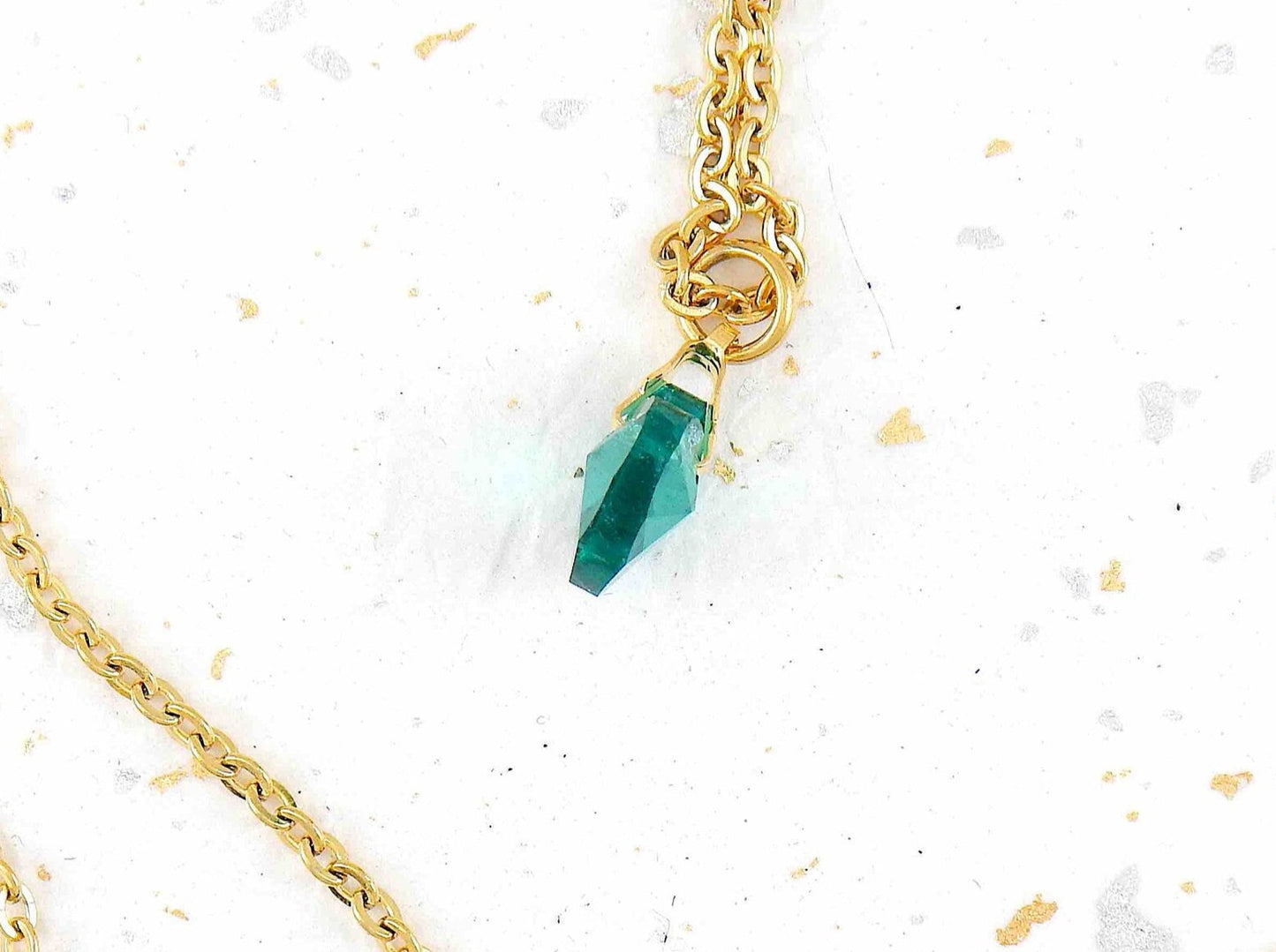 15-inch necklace with 10mm Swarovski turquoise faceted crystal heart pendant, stainless steel chain