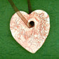 Ornament with large light pink ceramics heart handmade in Montreal, burgundy lace pattern, chocolate brown organza ribbon