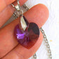 14/16-inch necklace with 18mm Amethyst Shimmer faceted Swarovski crystal heart pendant, stainless steel chain