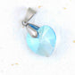 14/16-inch necklace with 18mm Aquamarine Shimmer faceted Swarovski crystal heart pendant, stainless steel chain