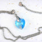 Collier 14/16 po à pendentif coeur de cristal Swarovski 18mm Aquamarine Shimmer, chaîne acier inoxydable