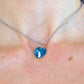 Collier 14/16 po à pendentif coeur de cristal Swarovski 14mm Blue Zircon (turquoise), chaîne acier inoxydable