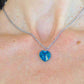Collier 14/16 po à pendentif coeur de cristal Swarovski 14mm Blue Zircon (turquoise), chaîne acier inoxydable
