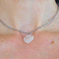 14/16-inch necklace with 18mm clear radial frosted faceted Swarovski crystal heart pendant, stainless steel chain