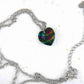 Collier 14/16 po à pendentif coeur de cristal Swarovski 14mm Dark Rainbow, chaîne acier inoxydable