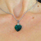 14/16-inch necklace with 18mm Emerald Green faceted Swarovski crystal heart pendant, stainless steel chain