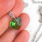 14/16-inch necklace with 14mm Fern Green faceted Swarovski crystal heart pendant, stainless steel chain