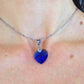 14/16-inch necklace with 18mm Majestic Blue faceted Swarovski crystal heart pendant, stainless steel chain