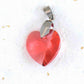 Collier 14/16 po à pendentif coeur de cristal Swarovski 18mm Padparadscha (rose corail), chaîne acier inoxydable