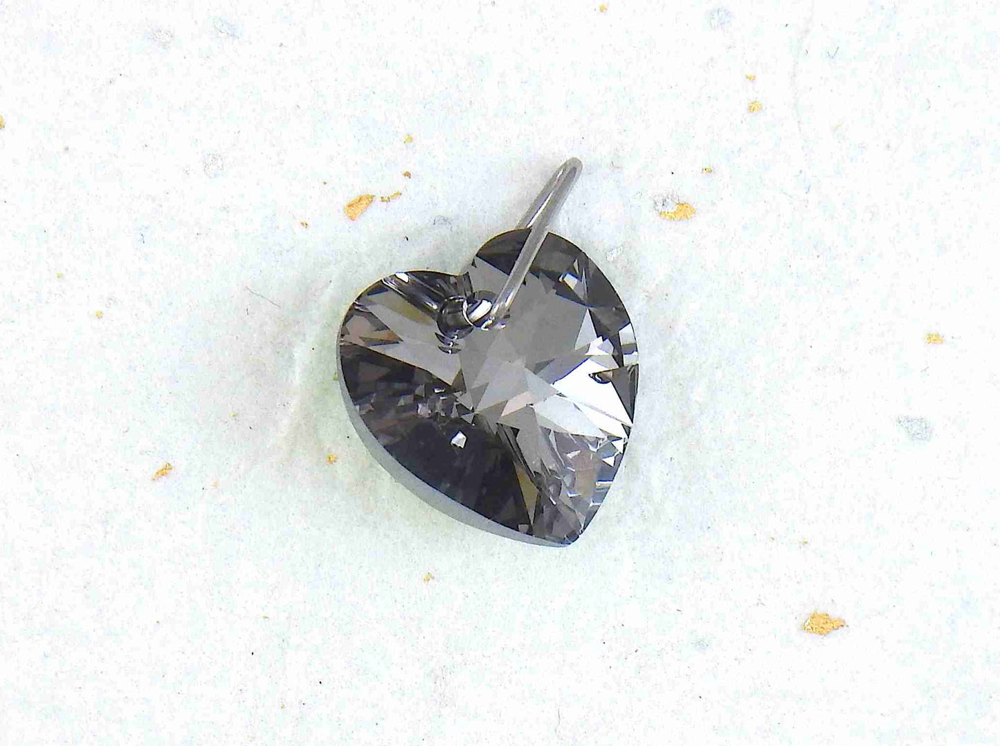 Collier 14/16 po à pendentif coeur de cristal Swarovski 14mm Scarabeus Green (vert scarabée), chaîne acier inoxydable