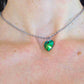 14/16-inch necklace with 14mm Scarabeus Green faceted Swarovski crystal heart pendant, stainless steel chain
