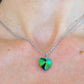 14/16-inch necklace with 14mm Scarabeus Green faceted Swarovski crystal heart pendant, stainless steel chain