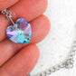Collier 14/16 po à pendentif coeur de cristal Swarovski 14mm Vitrail Light (bleu ciel et lilas), chaîne acier inoxydable