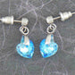 Short earrings with 8mm Aquamarine Shimmer faceted Swarovski crystal hearts, stainless steel studs with tiny crystals