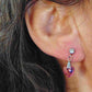 Boucles d'oreilles courtes coeurs de cristal Swarovski 8mm facetté Rose, tiges acier inoxydable à boutons cristal