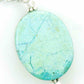 30-inch necklace with large blue-green marbled chrysocolla stone slice, stainless steel chain