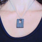 16-inch necklace with black nickel rectangular ceramics pendant handmade in Montreal, stainless steel chain