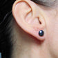 Ear studs with 9mm round hematite stone cabochons, stainless steel posts