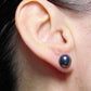 Ear studs with 10mm round hematite stone cabochons, stainless steel posts