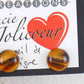 Ear studs with 10mm round golden tiger eye stone cabochons, stainless steel posts
