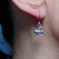 Short earrings with galloping horses, stainless steel lever back hooks