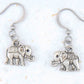 Short earrings with small pewter elephants, stainless steel hooks