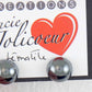 Ear studs with 10mm round hematite stone cabochons, stainless steel posts