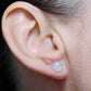Puces d'oreilles 8mm cabochons ronds de quartz rose, tiges acier inoxydable