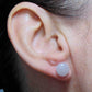 Puces d'oreilles 10mm cabochons ronds quartz rose, tiges acier inoxydable