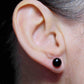 Ear studs with 9mm round dark blue goldstone cabochons, stainless steel posts