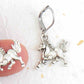 Short earrings with galloping horses, stainless steel lever back hooks