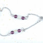 Anklet with shiny amethyst and matte amazonite beads on hypoallergenic stainless steel chain