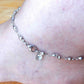 Anklet with transparent cristal charm on hypoallergenic stainless steel ball chain