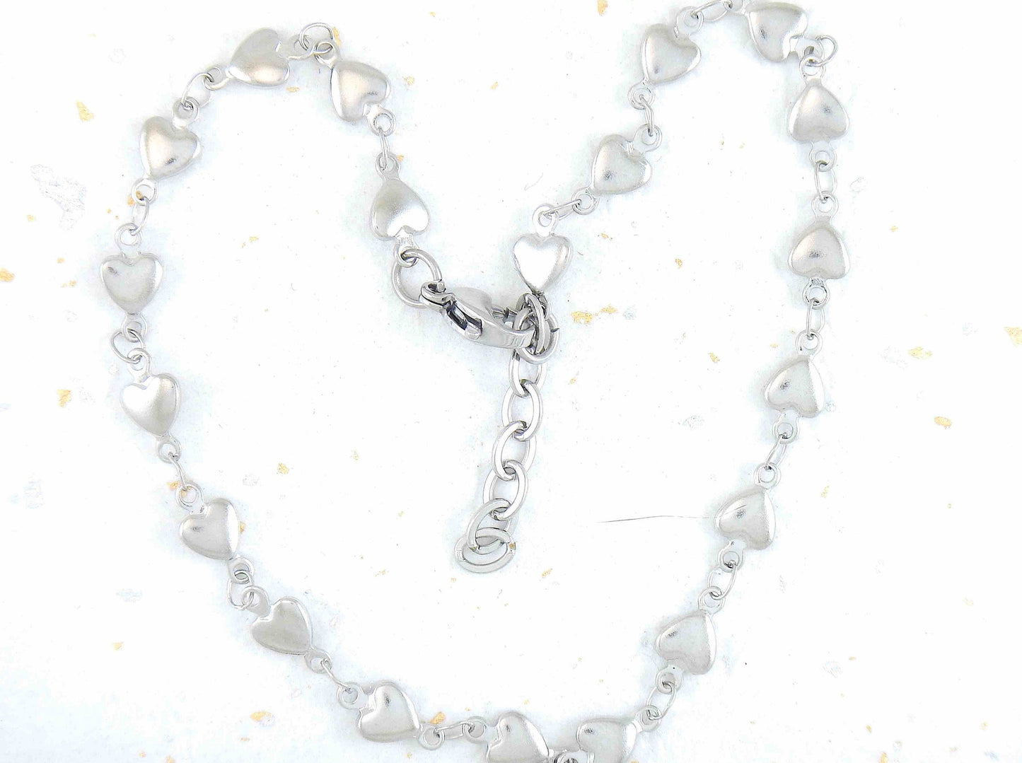 Anklet with tiny silver hearts, all hypoallergenic stainless steel