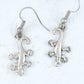 Short earrings with small pewter lizards, stainless steel hooks