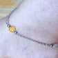 Anklet with tiny Czech glass flowers in 3 colours (yellow, plum, green), hypoallergenic stainless steel chain