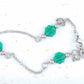 Anklet with tiny Czech glass flowers in 3 colours (yellow, plum, green), hypoallergenic stainless steel chain