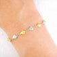 Bracelet with alternating tiny gold and silver hearts, magnetic clasp, all hypo allergenic stainless steel