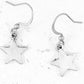 Short earrings with small silver stars, stainless steel hooks