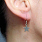 Short earrings with small silver stars, stainless steel hooks