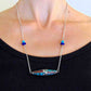 Collier 24 po cylindre tibétain en étain, insertions de turquoise et de corail, billes de verre assorties, chaîne acier inoxydable 
