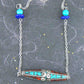 Collier 24 po cylindre tibétain en étain, insertions de turquoise et de corail, billes de verre assorties, chaîne acier inoxydable 