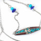 Collier 24 po cylindre tibétain en étain, insertions de turquoise et de corail, billes de verre assorties, chaîne acier inoxydable 