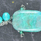 Collier 30 po à pendentif rectangle arrondi de pierre chrysocolle bleu-vert, montage en triangle, chaîne acier inoxydable
