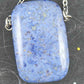26-inch necklace with rectangular "blue jeans" blue dumortierite stone pendant (a rare stone), stainless steel chain