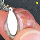 16-inch necklace with pink and gray rhodonite stone nugget pendant, stainless steel chain