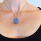 16-inch necklace with iridescent blue kyanite stone pendant, stainless steel chain