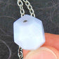 15-inch necklace with light blue lace agate stone faceted nugget pendant, stainless steel chain