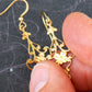 Long earrings with delicate vintage brass baroque filigrees, flower pattern, Swarovski crystals (6 colours available), gold-toned stainless steel hooks